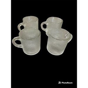 Ice/ Tree Bark Pattern 4 cup set replacement cup set for punch bowl set vinatge